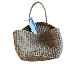 Seagrass Woven Tote Bag in Natural Brown - Unbranded